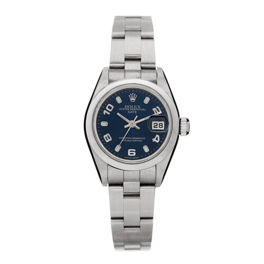 Stainless Steel 26mm Oyster Perpetual Date Watch Blue 79160